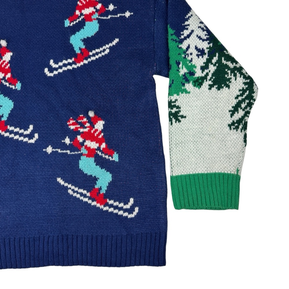 33 Degrees Ugly Christmas Sweater Sz XL Alpine Skiers Skiing Pine Trees Holiday - Picture 5 of 13